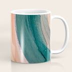 Breathe: a vibrant bold abstract piece in greens, ochre, and pink Coffee Mug Gallery Image 1