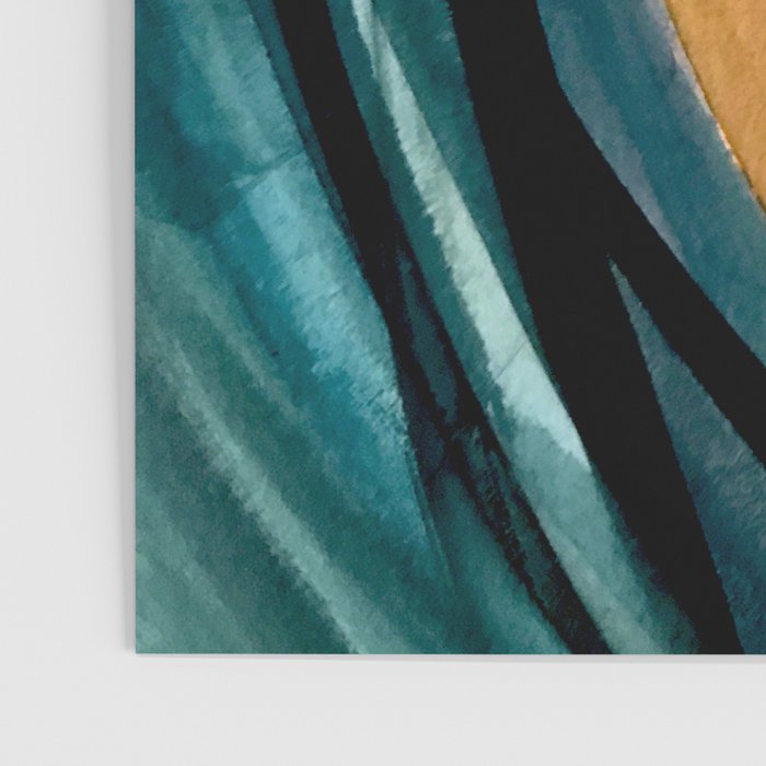 Breathe: a vibrant bold abstract piece in greens, ochre, and pink Poster Gallery Image 3