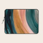 Breathe: a vibrant bold abstract piece in greens, ochre, and pink Laptop Sleeve Gallery Image 1