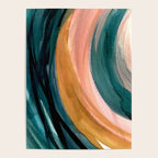 Breathe: a vibrant bold abstract piece in greens, ochre, and pink Poster Gallery Image 4