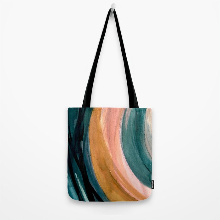 Breathe: a vibrant bold abstract piece in greens, ochre, and pink Tote Bag Gallery Image 2
