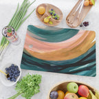 Breathe: a vibrant bold abstract piece in greens, ochre, and pink Cutting Board Gallery Image 2