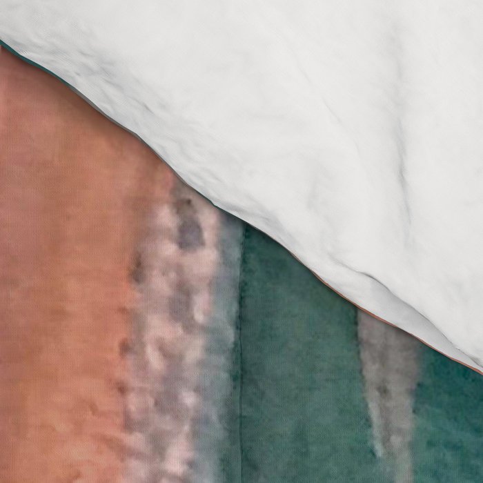 Breathe: a vibrant bold abstract piece in greens, ochre, and pink Comforter Gallery Image 4