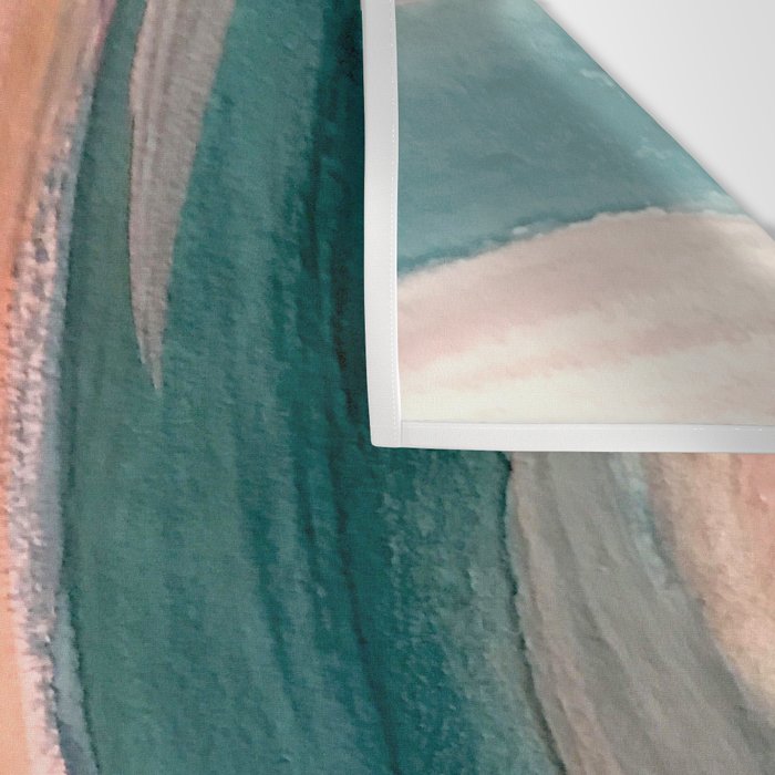 Breathe: a vibrant bold abstract piece in greens, ochre, and pink Wall Tapestry Gallery Image 3