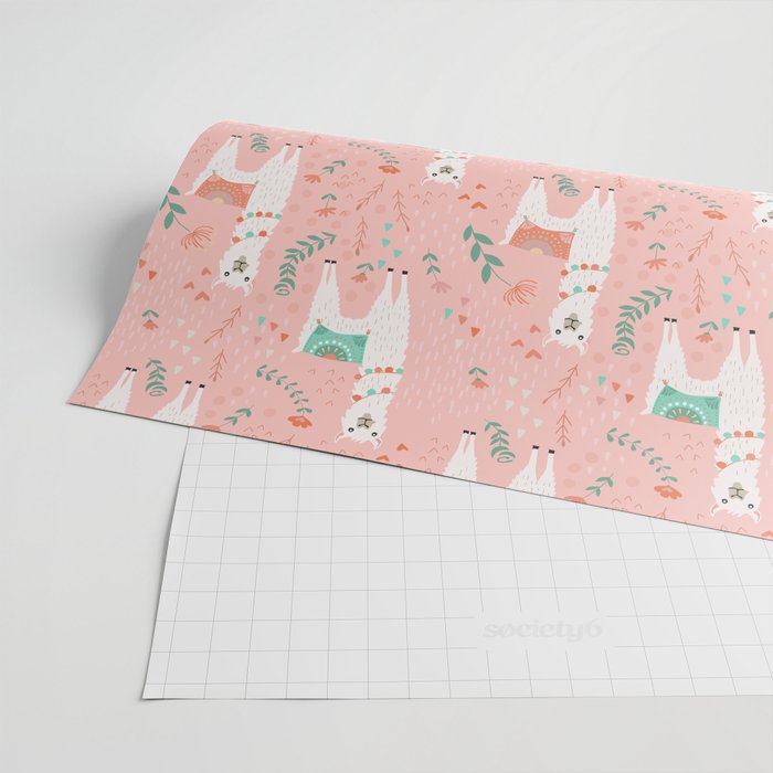 Lovely Llama on Pink Wrapping Paper Gallery Image 2