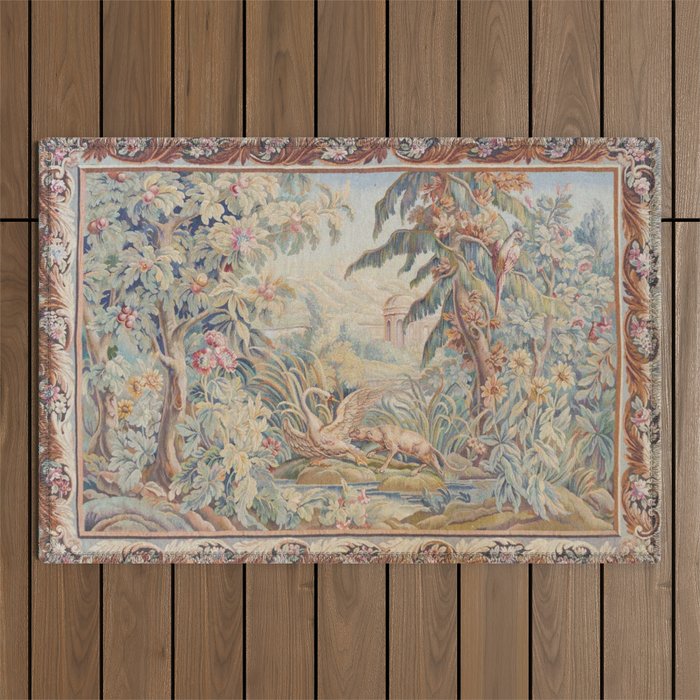 Antique 19th Century French Aubusson Landscape Tapestry with Swan Outdoor Rug Gallery Image 1