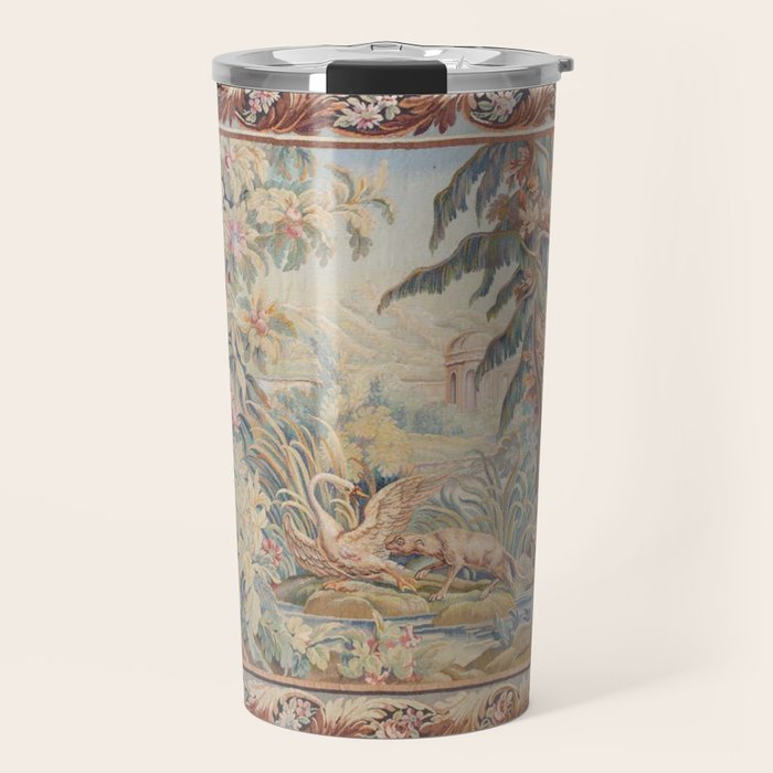 Antique 19th Century French Aubusson Landscape Tapestry with Swan Travel Mug Gallery Image 1