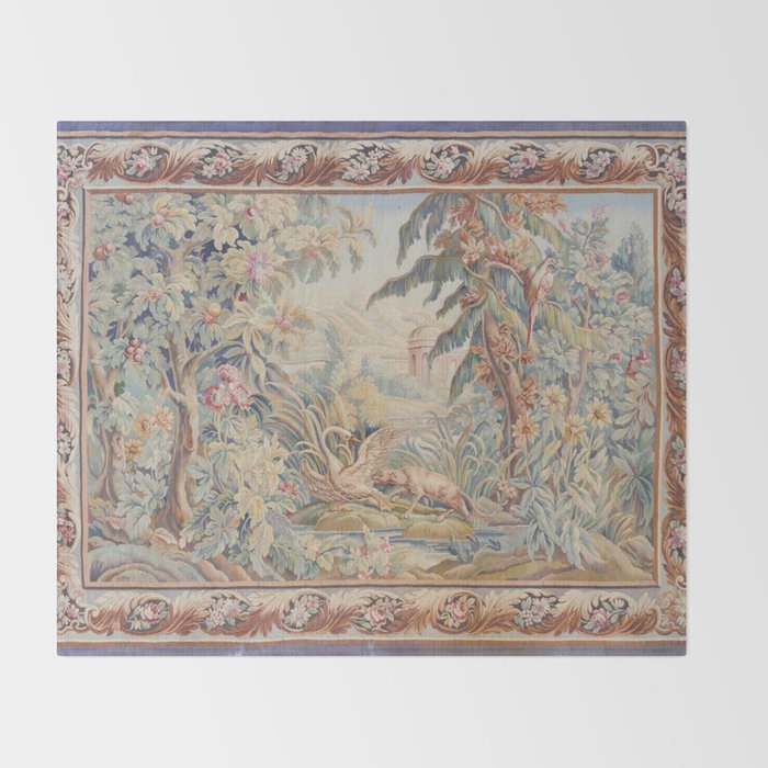 Antique 19th Century French Aubusson Landscape Tapestry with Swan Throw Blanket Gallery Image 2