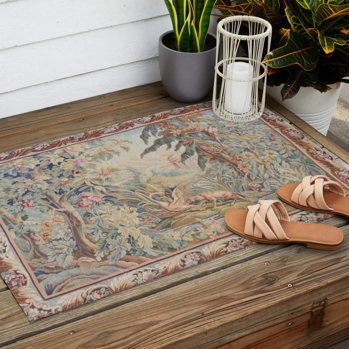 Antique 19th Century French Aubusson Landscape Tapestry with Swan Outdoor Rug Gallery Image 2