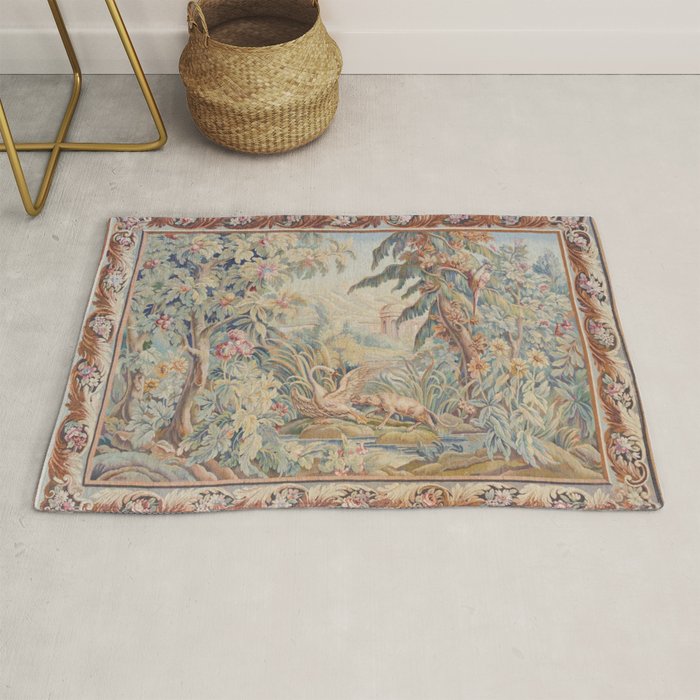 Antique 19th Century French Aubusson Landscape Tapestry with Swan Rug Gallery Image 1