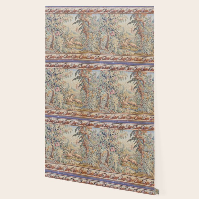 Antique 19th Century French Aubusson Landscape Tapestry with Swan Wallpaper Gallery Image 2