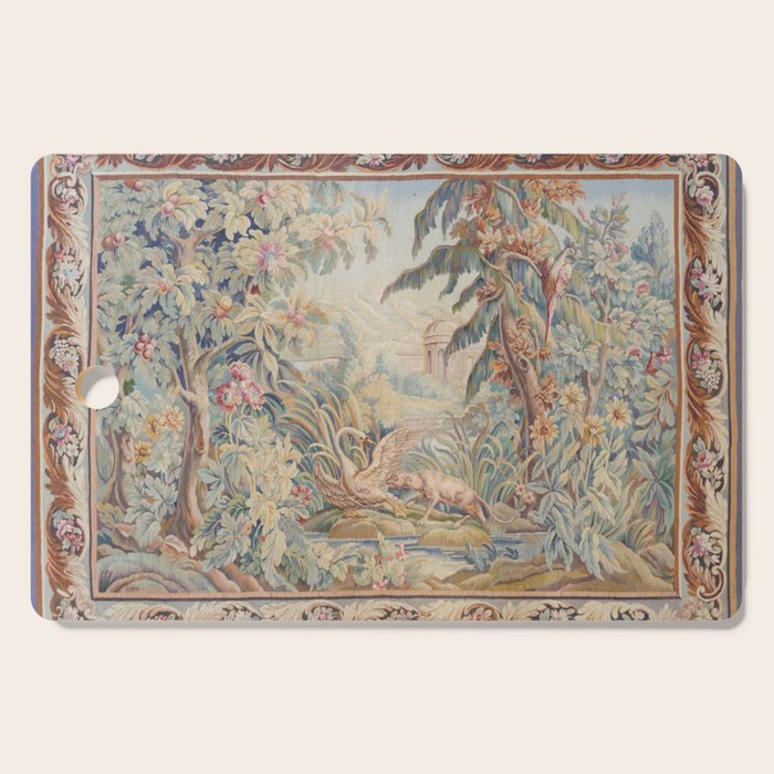 Antique 19th Century French Aubusson Landscape Tapestry with Swan Cutting Board Gallery Image 1