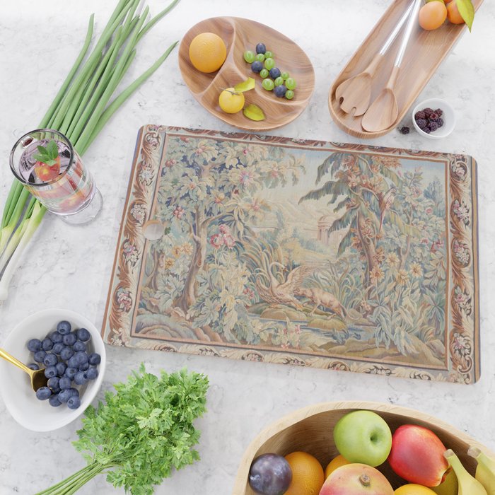 Antique 19th Century French Aubusson Landscape Tapestry with Swan Cutting Board Gallery Image 2