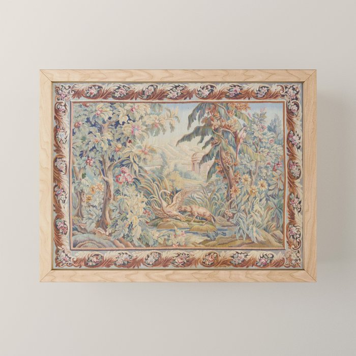 Antique 19th Century French Aubusson Landscape Tapestry with Swan Mini Art Print Gallery Image 1