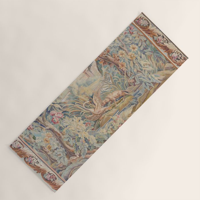 Antique 19th Century French Aubusson Landscape Tapestry with Swan Yoga Mat Gallery Image 1