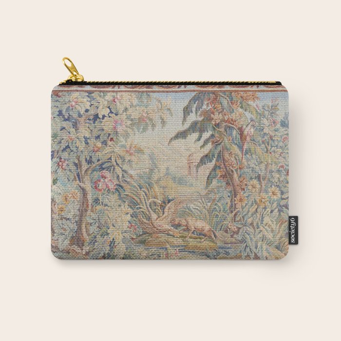 Antique 19th Century French Aubusson Landscape Tapestry with Swan Carry All Pouch Gallery Image 1