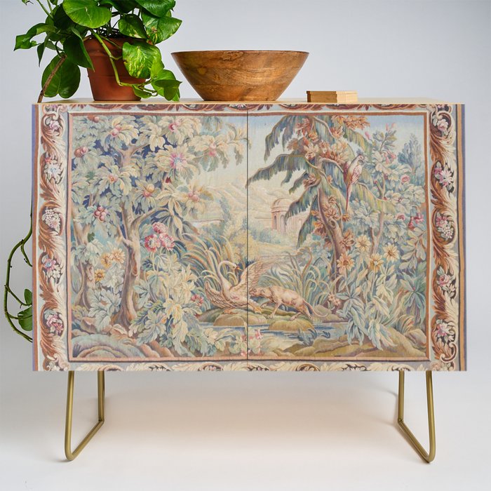 Antique 19th Century French Aubusson Landscape Tapestry with Swan Credenza Gallery Image 1