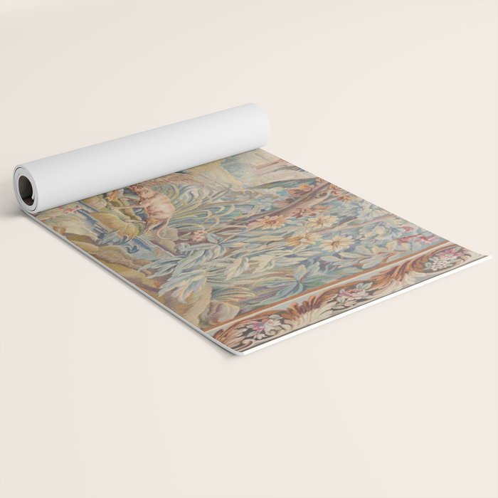 Antique 19th Century French Aubusson Landscape Tapestry with Swan Yoga Mat Gallery Image 2