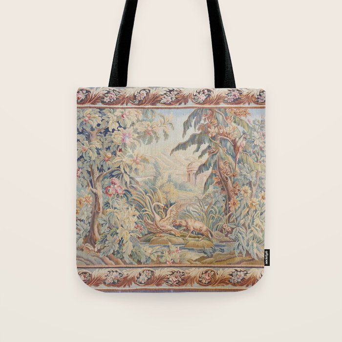Antique 19th Century French Aubusson Landscape Tapestry with Swan Tote Bag Gallery Image 1