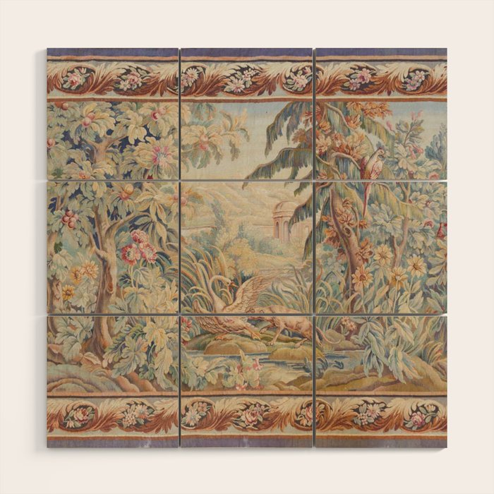 Antique 19th Century French Aubusson Landscape Tapestry with Swan Wood Wall Art Gallery Image 1