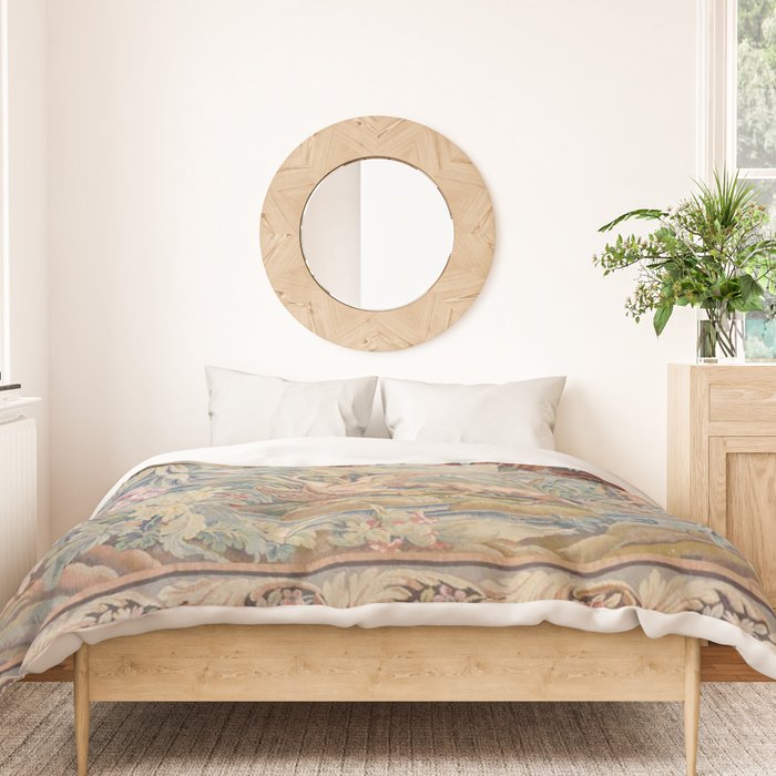Antique 19th Century French Aubusson Landscape Tapestry with Swan Duvet Cover Gallery Image 3