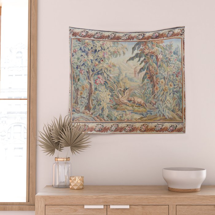 Antique 19th Century French Aubusson Landscape Tapestry with Swan Wall Tapestry Gallery Image 2