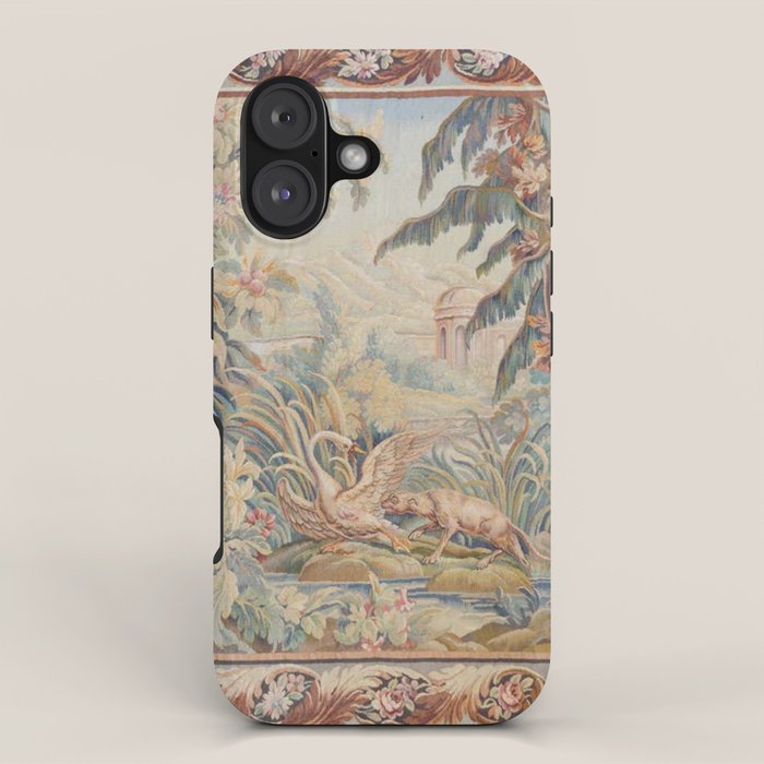 Antique 19th Century French Aubusson Landscape Tapestry with Swan iPhone Case Gallery Image 1