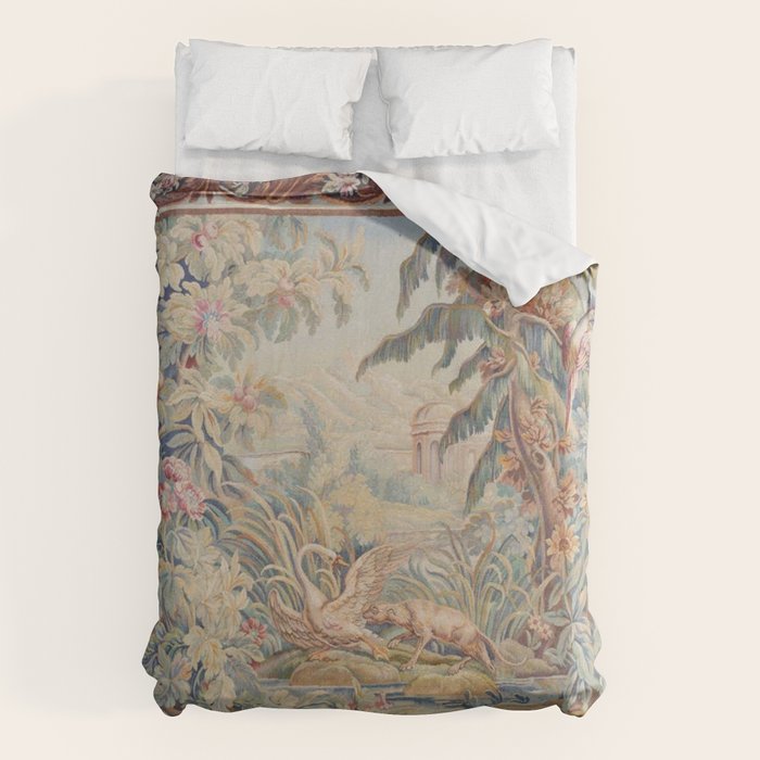 Antique 19th Century French Aubusson Landscape Tapestry with Swan Duvet Cover Gallery Image 6