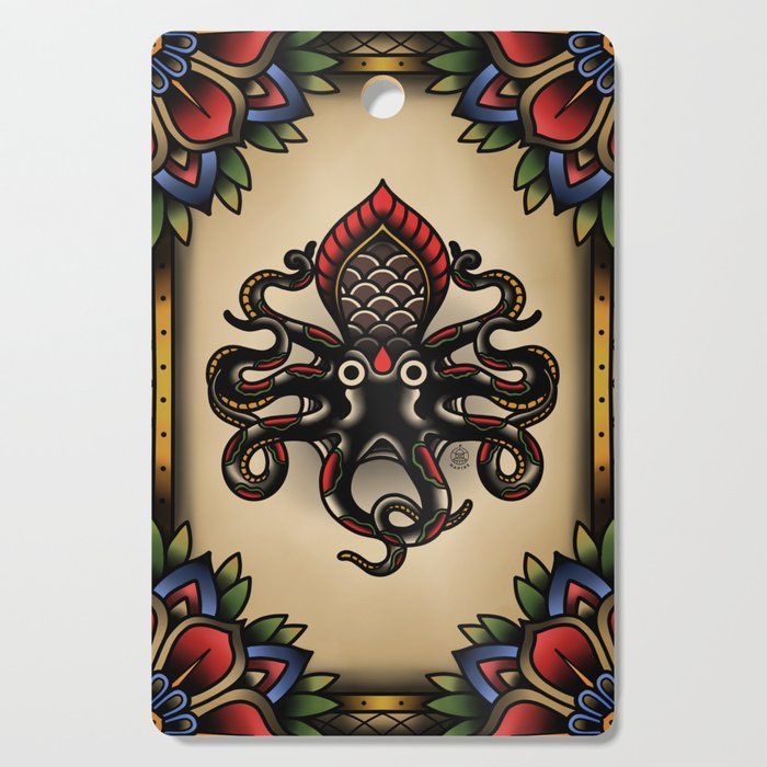 Traditional Tattoo Octopus  Cutting Board Gallery Image 1