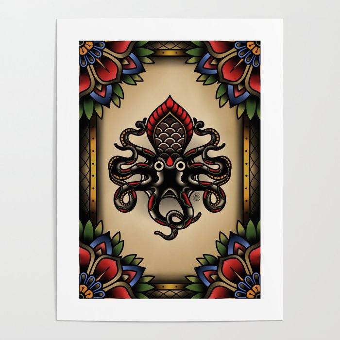 Traditional Tattoo Octopus  Poster Gallery Image 4