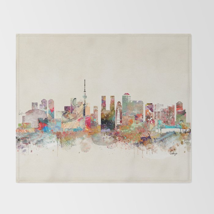 tokyo japan skyline Throw Blanket Gallery Image 2