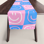 Retro happy face checkered pattern Table Runner Gallery Image 1