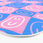 Retro happy face checkered pattern Bath Mat Gallery Image 3