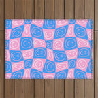 Retro happy face checkered pattern Outdoor Rug Gallery Image 1