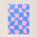 Retro happy face checkered pattern Stationery Card Gallery Image 2