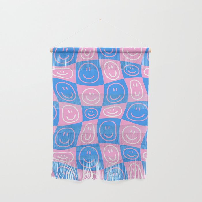 Retro happy face checkered pattern Wall Hanging Gallery Image 1