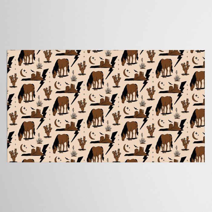 Electric Oasis - Black, Brown & Tan Tablecloth Gallery Image 2