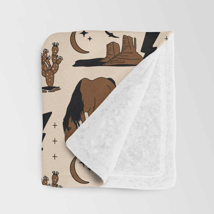 Electric Oasis - Black, Brown & Tan Throw Blanket Gallery Image 3