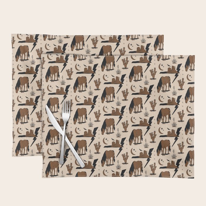 Electric Oasis - Black, Brown & Tan Placemat Gallery Image 1
