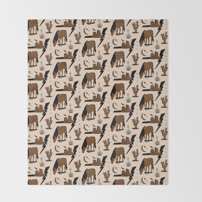 Electric Oasis - Black, Brown & Tan Throw Blanket Gallery Image 2