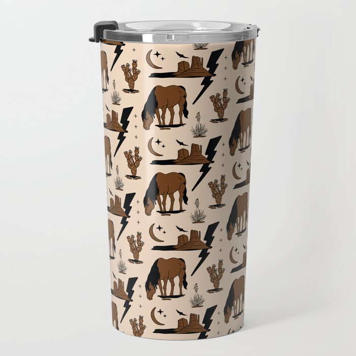Electric Oasis - Black, Brown & Tan Travel Mug Gallery Image 3