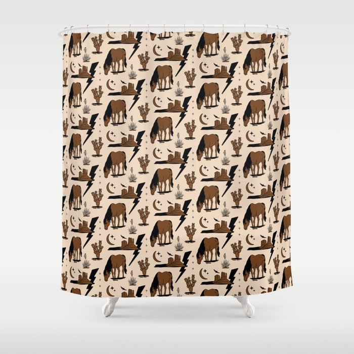 Electric Oasis - Black, Brown & Tan Shower Curtain Gallery Image 1