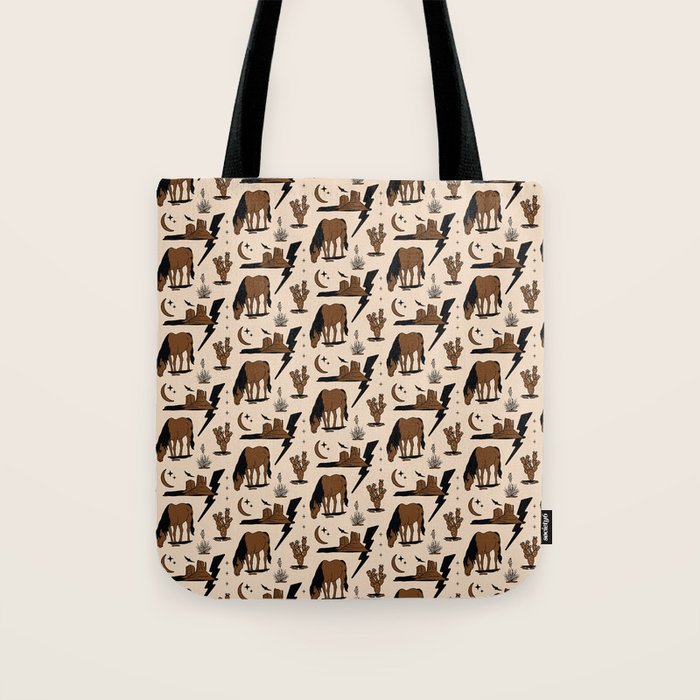 Electric Oasis - Black, Brown & Tan Tote Bag Gallery Image 1