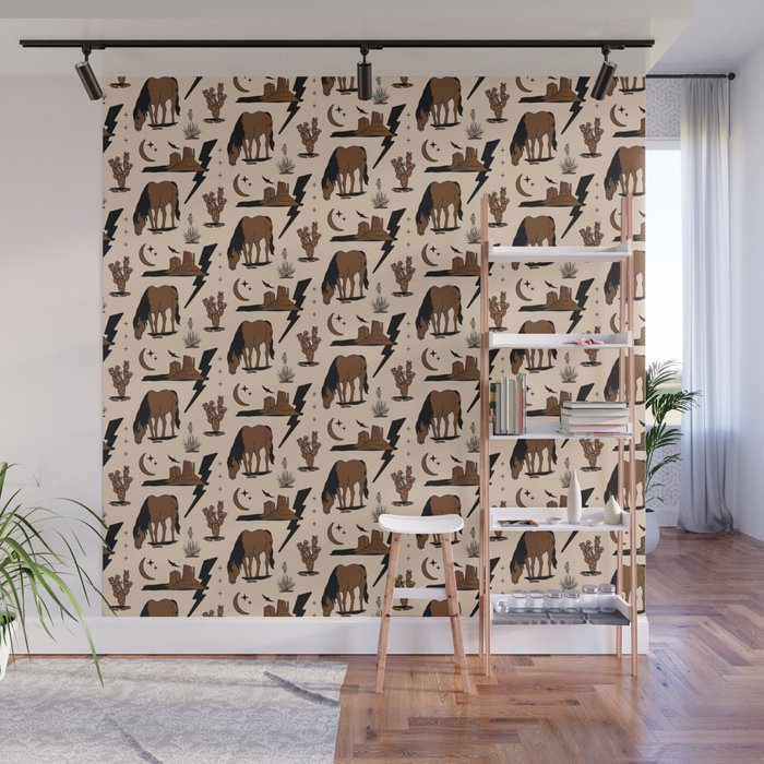 Electric Oasis - Black, Brown & Tan Wall Mural Gallery Image 1