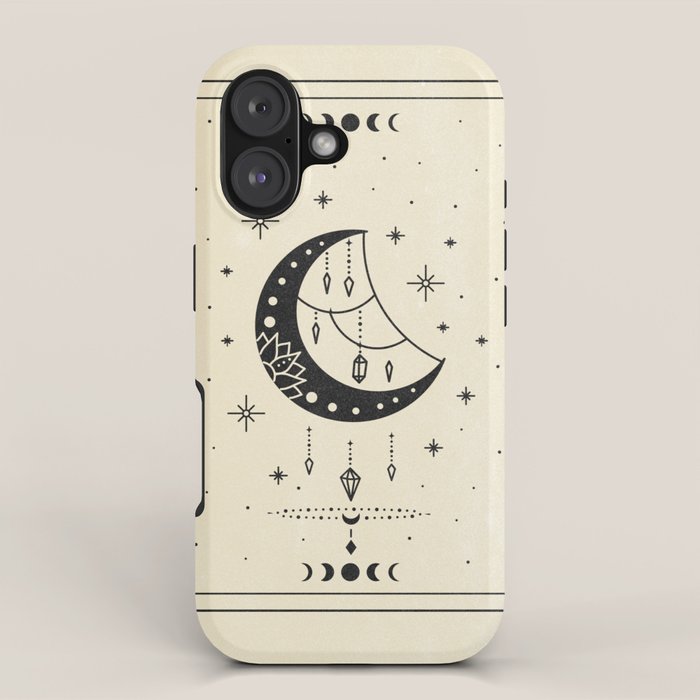 Mystic Moon & Stars: The Beige Edition iPhone Case Gallery Image 1