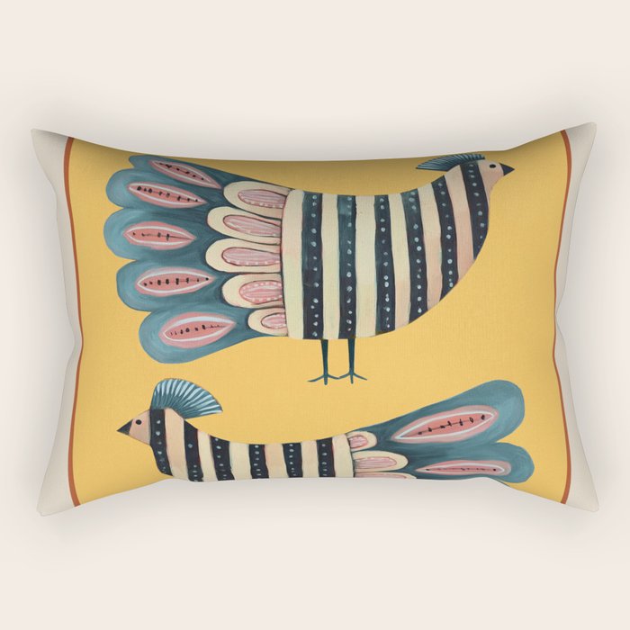 Striped Bird Pair II Rectangular Pillow Gallery Image 1