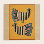 Striped Bird Pair II Wood Wall Art Gallery Image 1