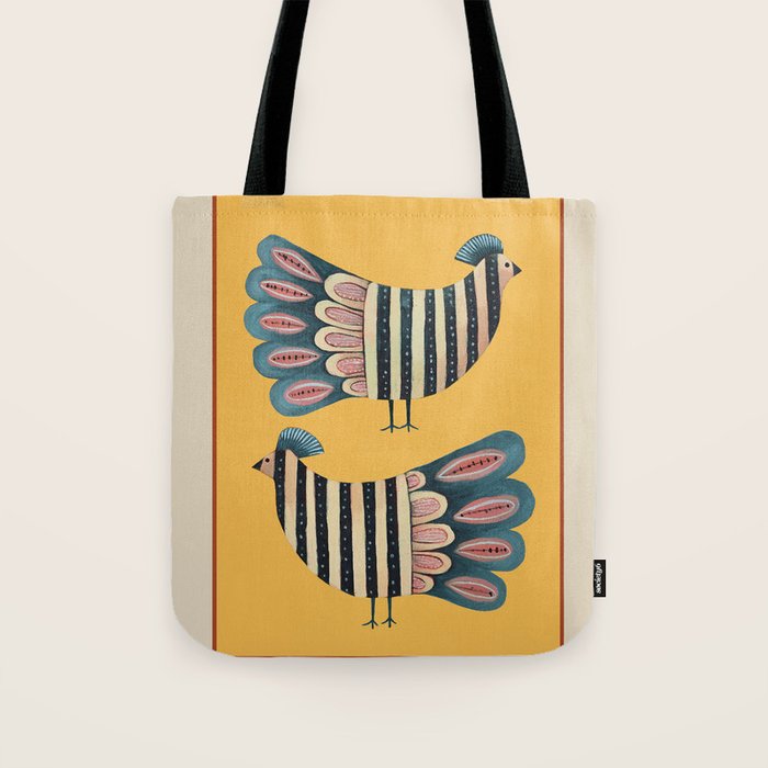Striped Bird Pair II Tote Bag Gallery Image 1