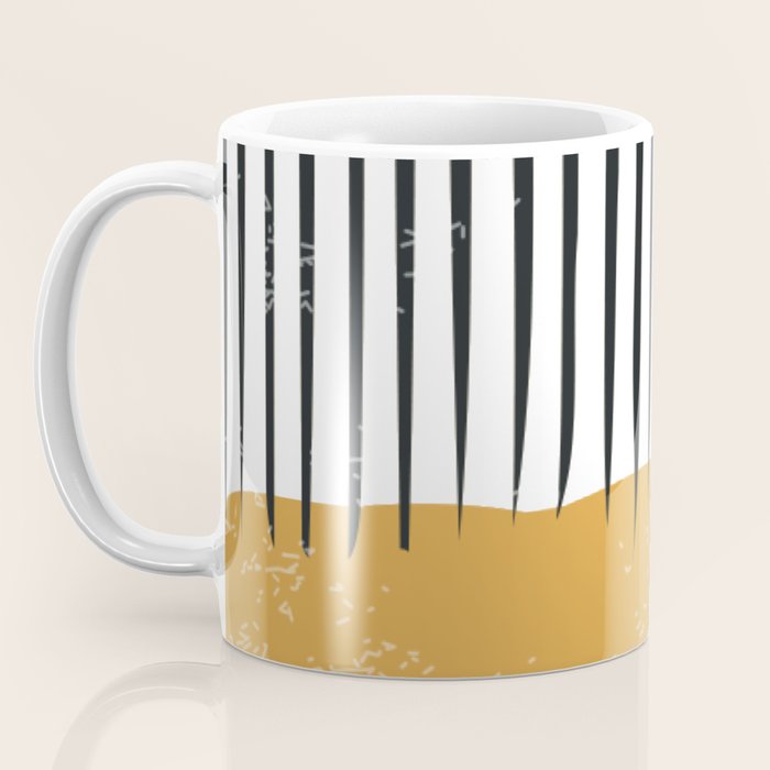 (White Background) Mid Century Modern Minimalist Rothko Inspired Color Field With Lines Geometric Style  Coffee Mug Gallery Image 3