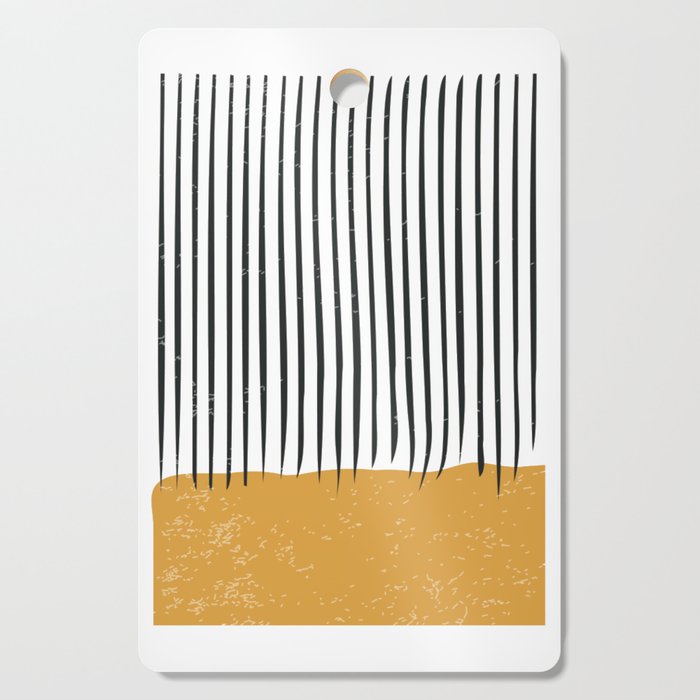 (White Background) Mid Century Modern Minimalist Rothko Inspired Color Field With Lines Geometric Style  Cutting Board Gallery Image 1